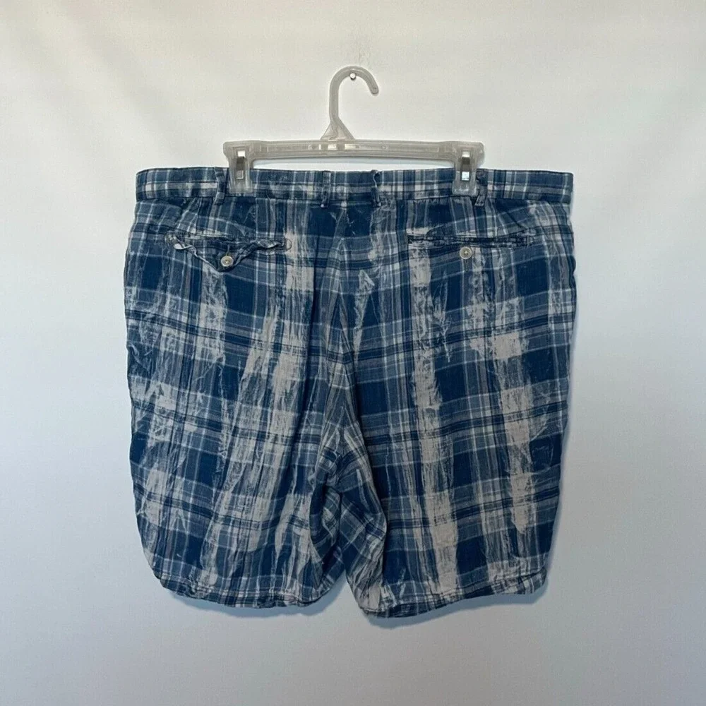 Polo Ralph Lauren India Madras Shorts Mens 38 Blue Plaid 100% Linen Classic Fit